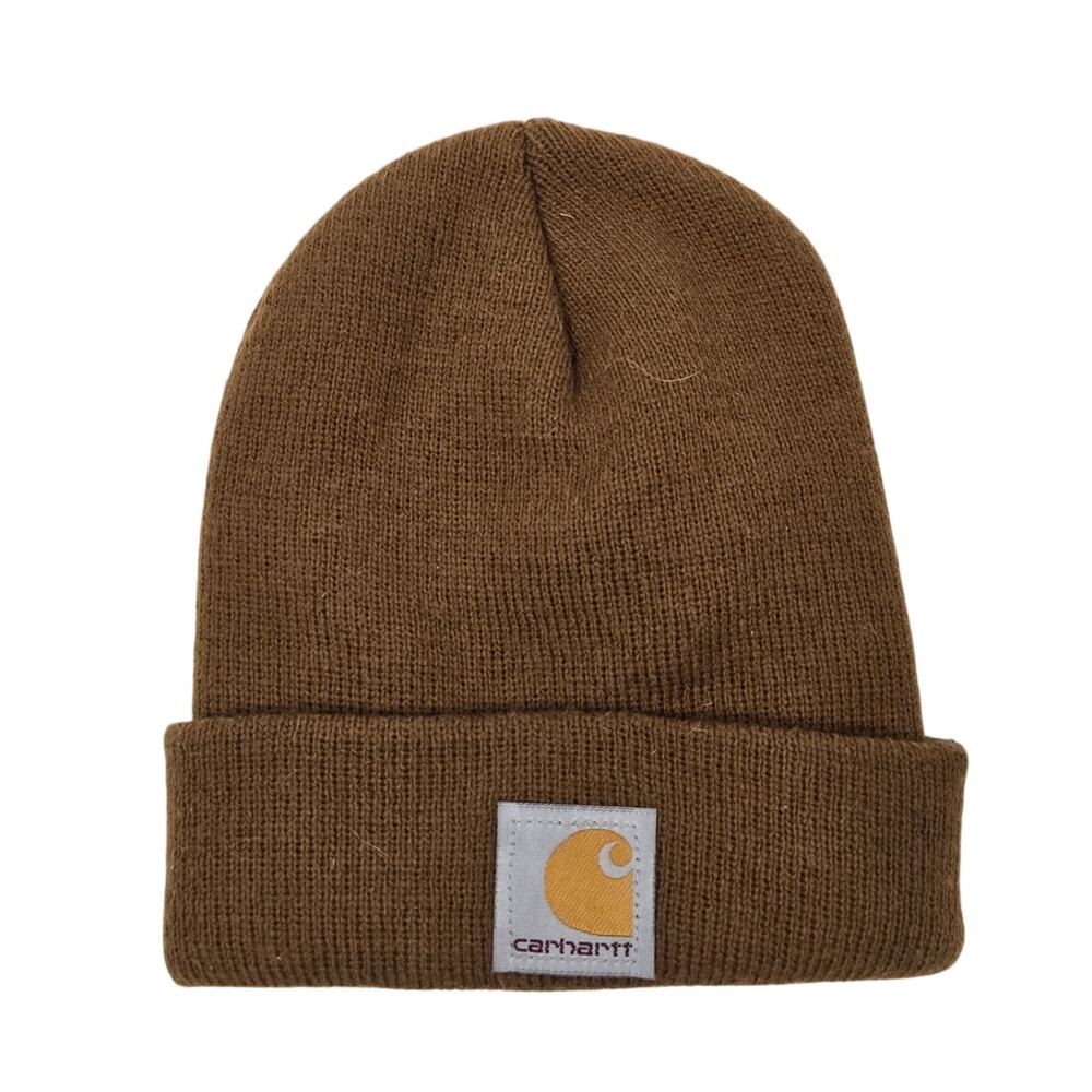 Carhartt Childrens Brown Knit Cuff Beanie Hat One Size Cozy Winter Staple